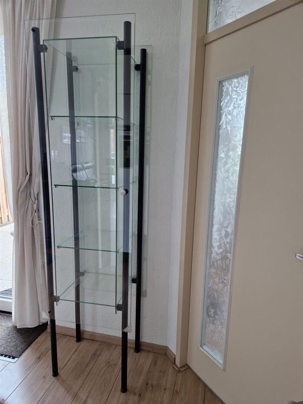 GLAZEN VITRINEKAST, Ophalen, Gebruikt, 200 cm of meer, 50 tot 100 cm