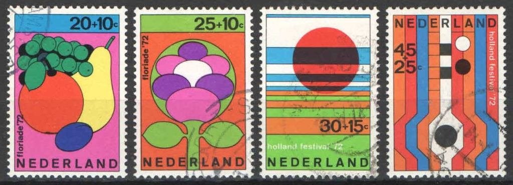 Nederland NVPH nr 1003/6 gestempeld Floriade 1972, Postzegels en Munten, Postzegels | Nederland, Gestempeld, Na 1940, Ophalen of Verzenden