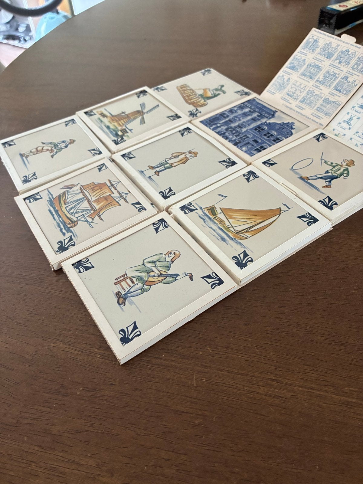 Vintage KLM Delfts Blauw Tegeltjes business class (1984), Ophalen, Zo goed als nieuw, Overige typen