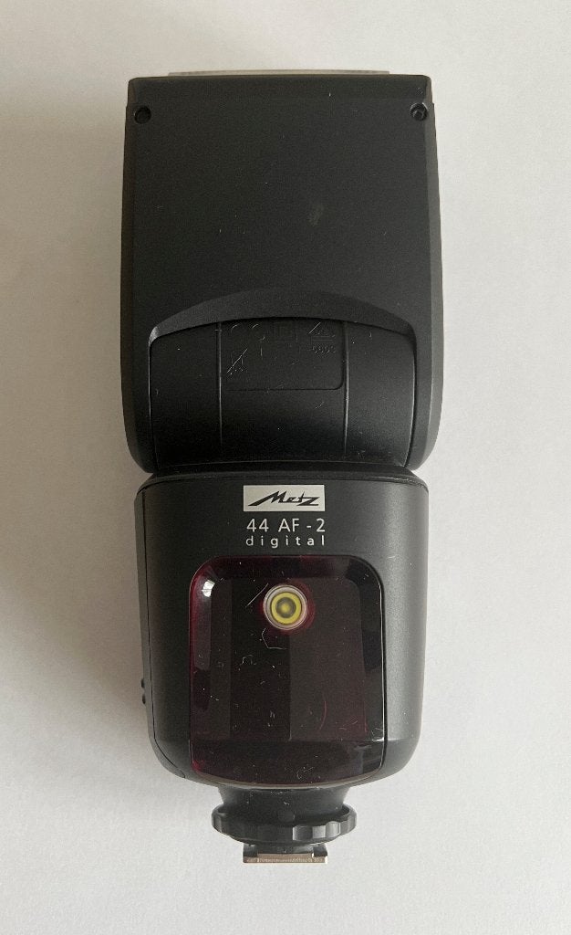 Metz 44 AF-2 digital flitser, Externe flitser, Ophalen of Verzenden, Zo goed als nieuw, Instellicht