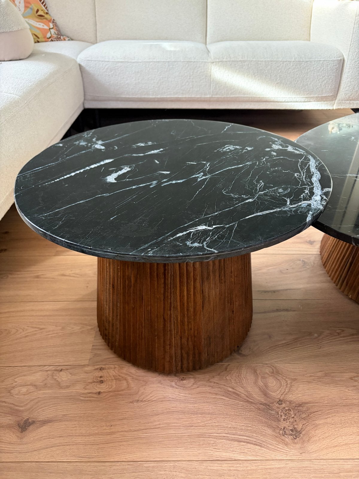 Nieuwe salontafel van echt marmer met bon, Huis en Inrichting, Overige materialen, 100 tot 150 cm, Rond, Nieuw