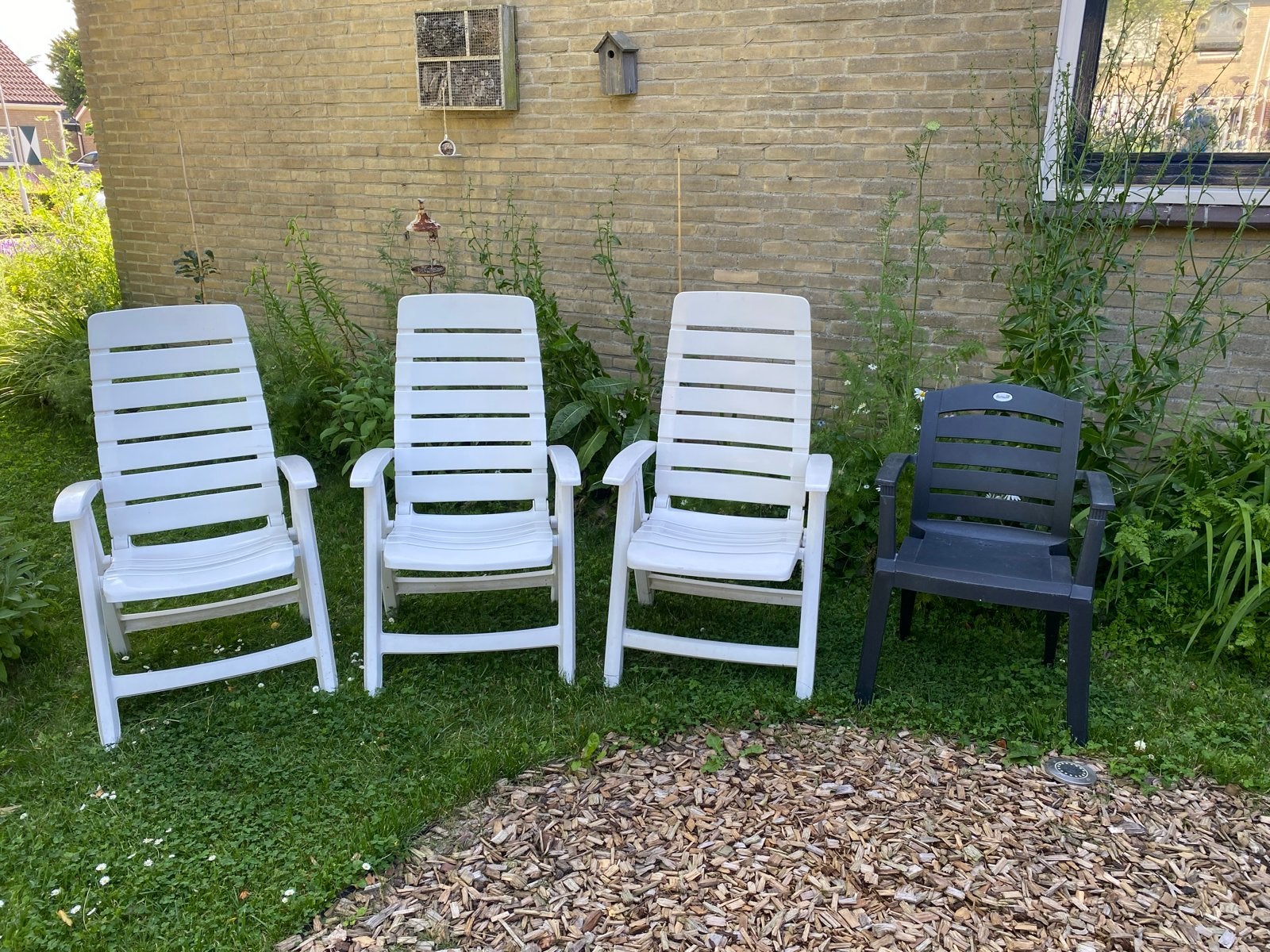 Hartman tuinstoelen - 3 wit, 1 antraciet, Ophalen, Gebruikt, Kunststof