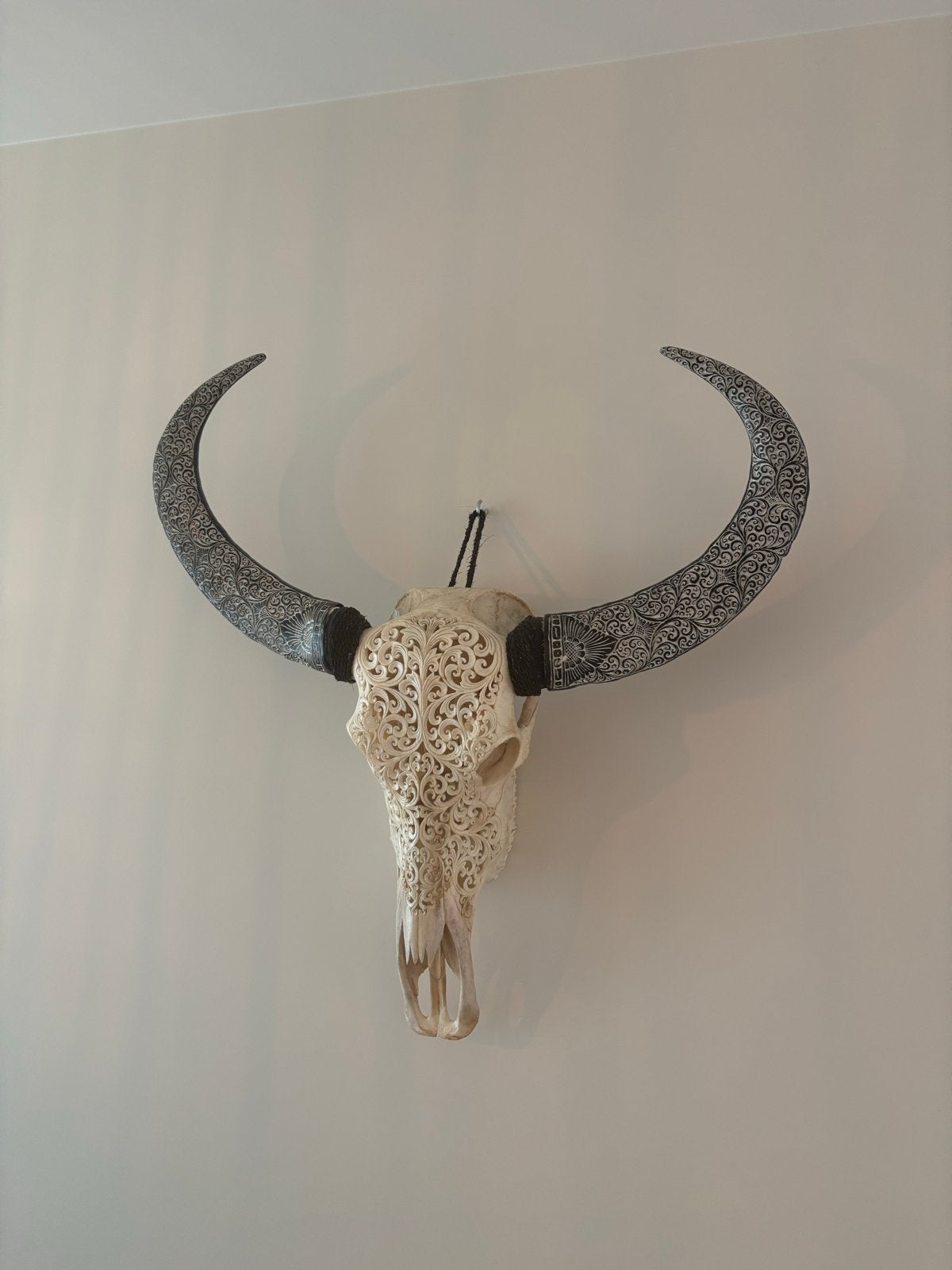 Longhorn Schedel Kop Skull - Handgesneden, Meerkleurig, Overige materialen, Boho, Ophalen of Verzenden