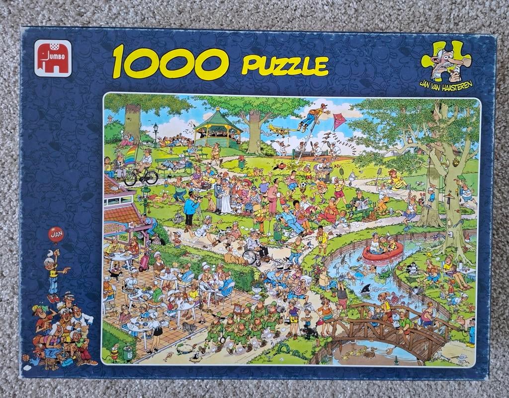 Jan van haasteren puzzel 1000st Het park, Ophalen, 500 t/m 1500 stukjes, Gebruikt, Legpuzzel