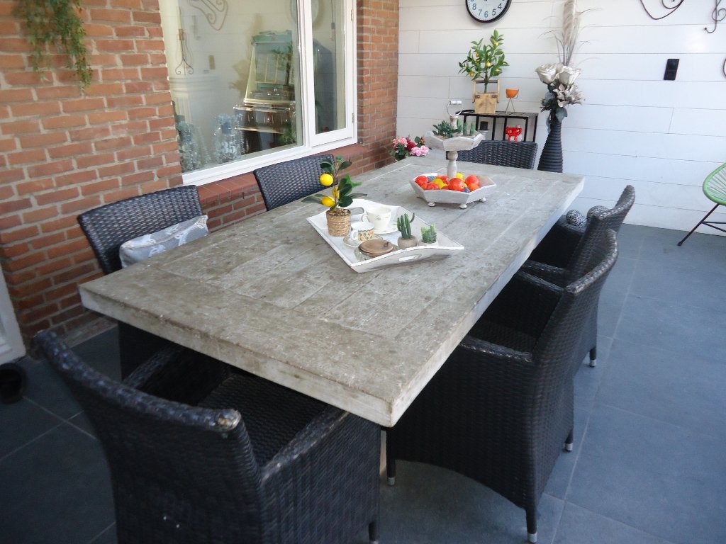 Stabiele betonnen tuintafel - weerbestendig - one of a kind, Ophalen, Gebruikt, Rechthoekig, Overige materialen