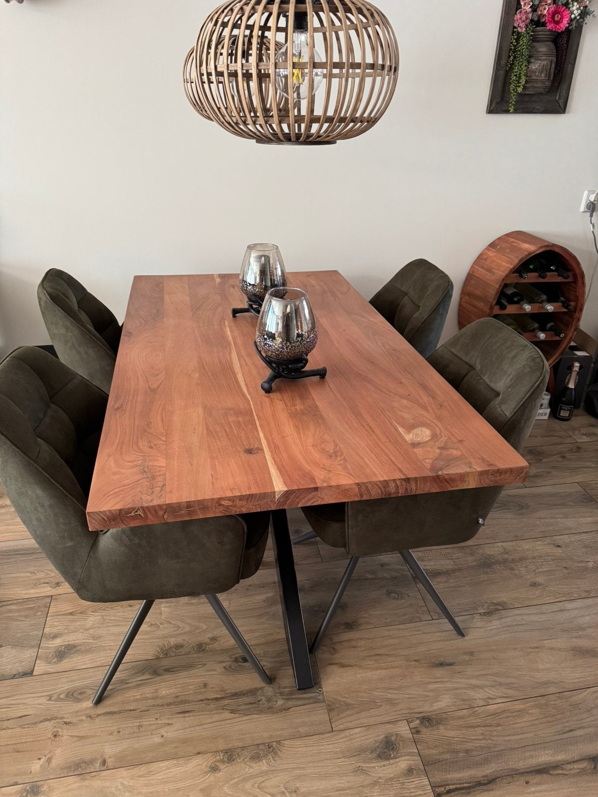 Eettafel massief teakhout 160x90, Ophalen, Teakhout, 50 tot 100 cm, Zo goed als nieuw