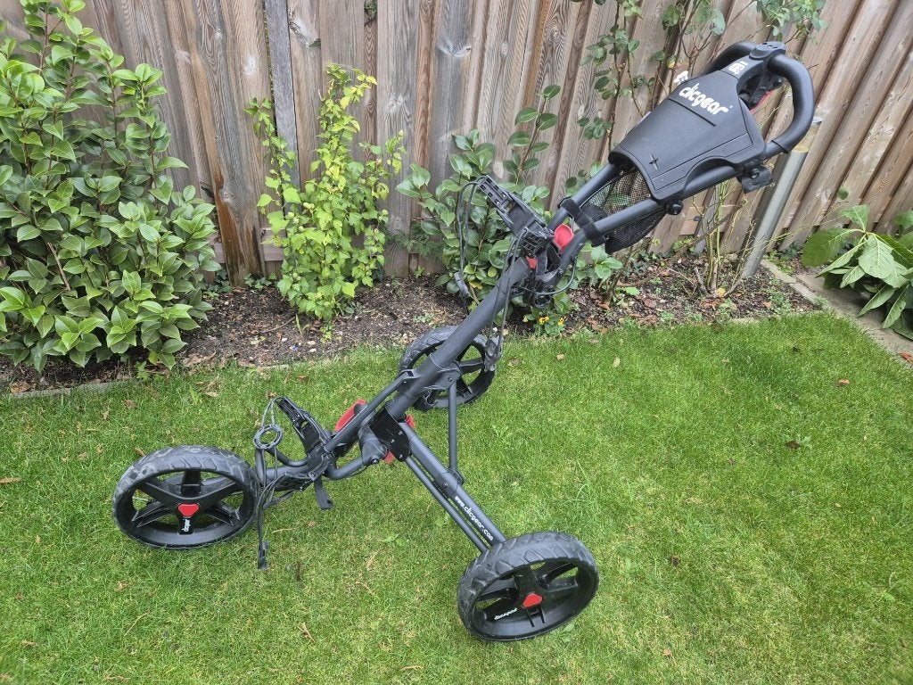 Matzwarte Clicgear 3.5+ golftrolley 3 wiel €150,-, Ophalen of Verzenden, Zo goed als nieuw, Golfkar, Overige merken