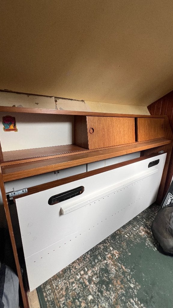 Vintage Inklapbed jaren 70, Huis en Inrichting, Slaapkamer | Bedden, Ophalen, Gebruikt, Eenpersoons, Wit