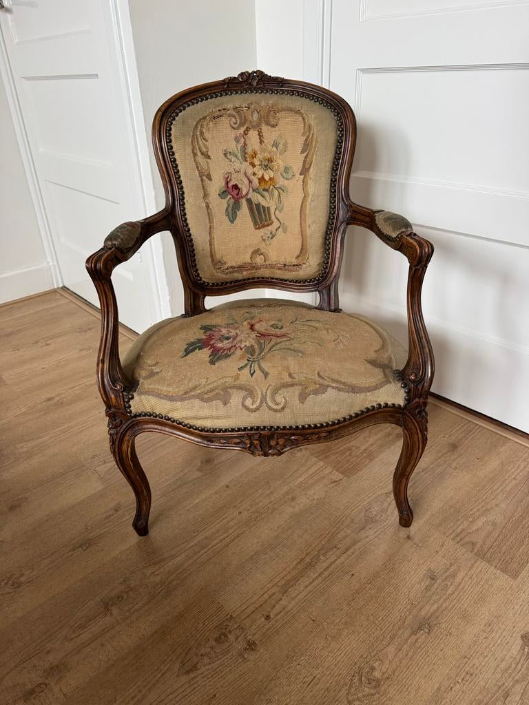 Brocante stoel met bloemen vintage, Ophalen