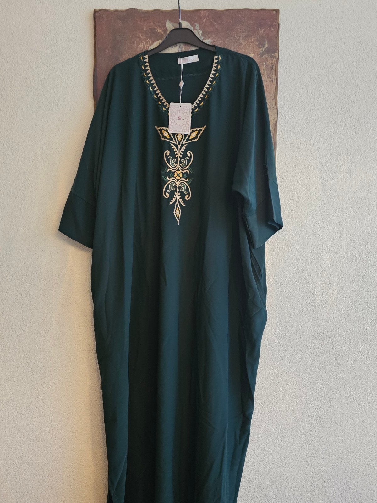 Donkergroene Kaftan  jurk met Gouden Borduurwerk - Nieuw, Kleding | Dames, Maat 46/48 (XL) of groter, Nieuw, Ophalen of Verzenden