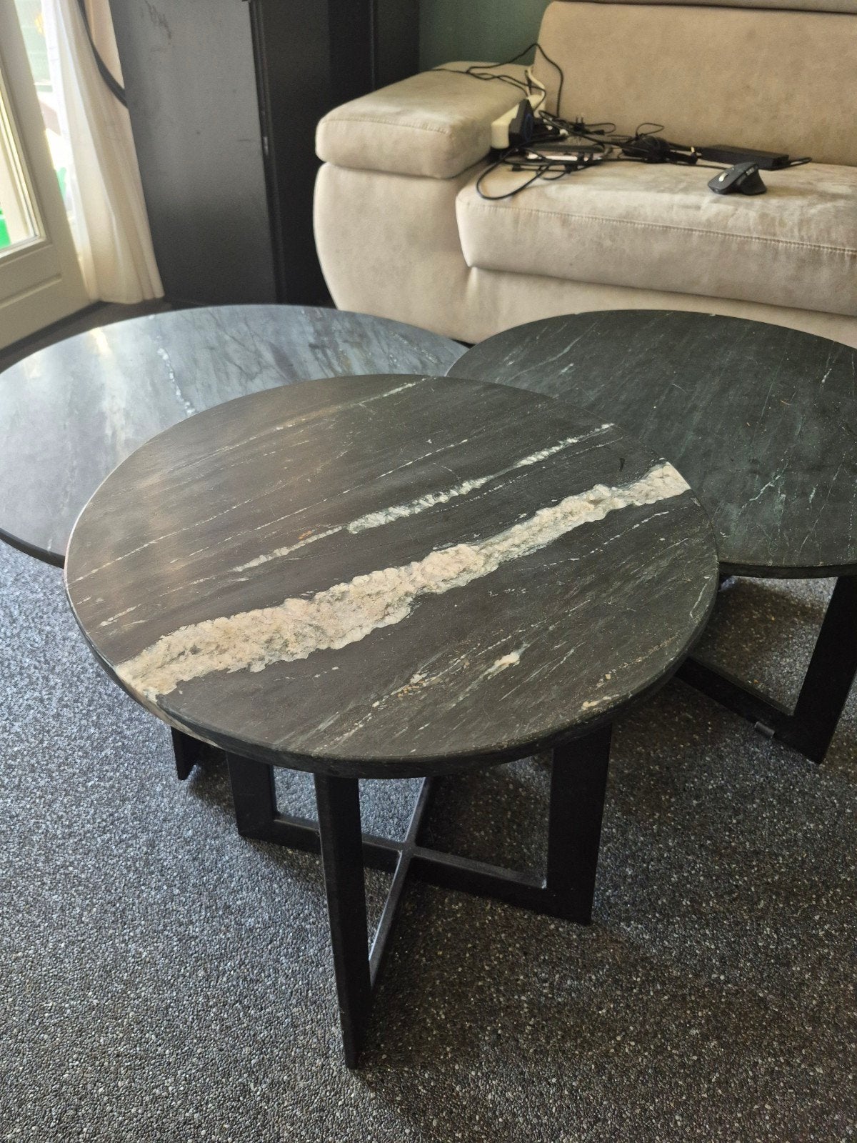 Set van 3 marmeren salon tafels, Ophalen, Rond, Zo goed als nieuw, Overige materialen