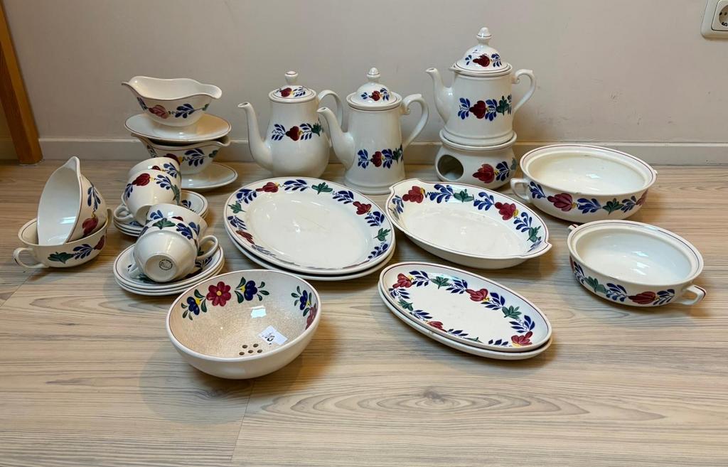 Uitgebreid Boch Boerenbont servies - Handgeschilderd, Ophalen of Verzenden