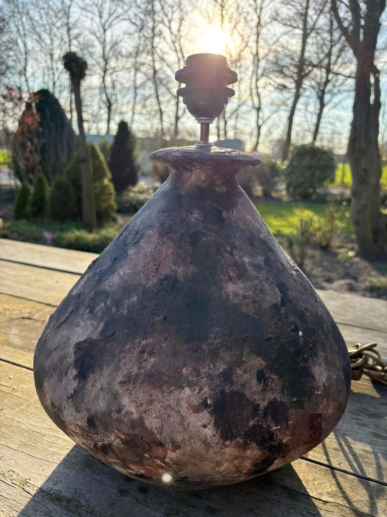 Lamp, lampvoet, schemerlamp, lampenkap, bruin, zwart, Ophalen, Zo goed als nieuw