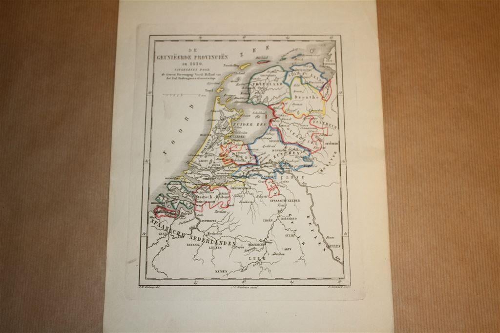 Antieke kaart - De Geuniëerde Provinciën in 1610 - Witkamp, Gelezen, Ophalen of Verzenden, Landkaart, 1800 tot 2000
