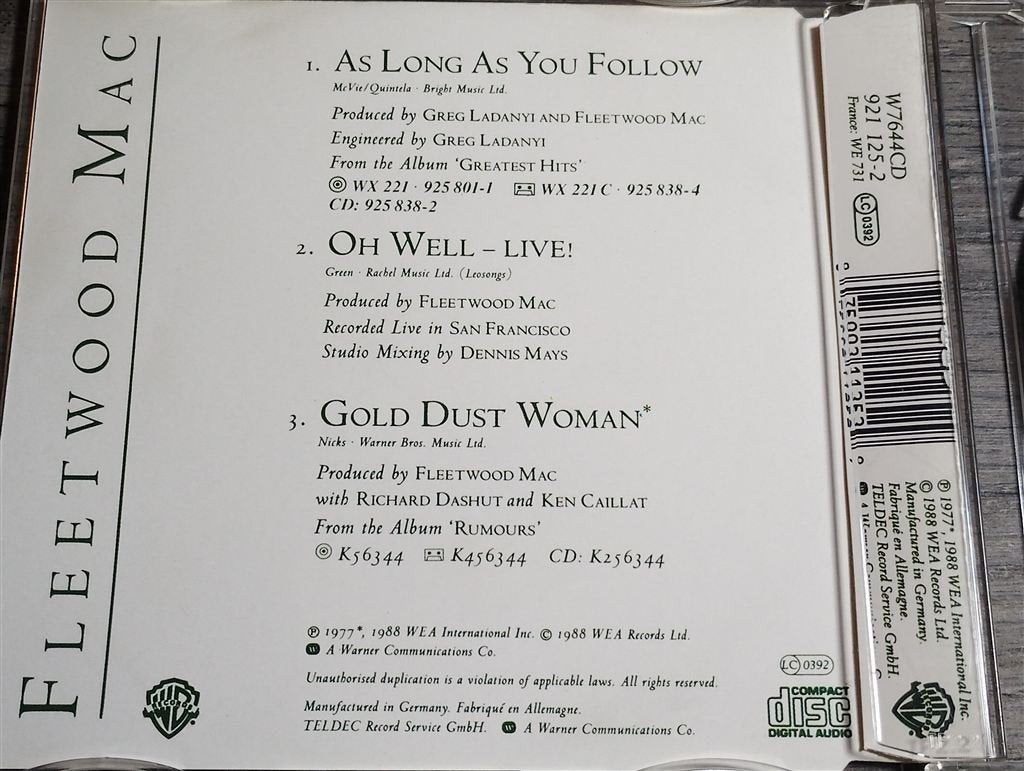 Fleetwood Mac ‎– As Long As You Follow [3 Inch], Cd's en Dvd's, Cd Singles, Ophalen of Verzenden, Zo goed als nieuw, Pop