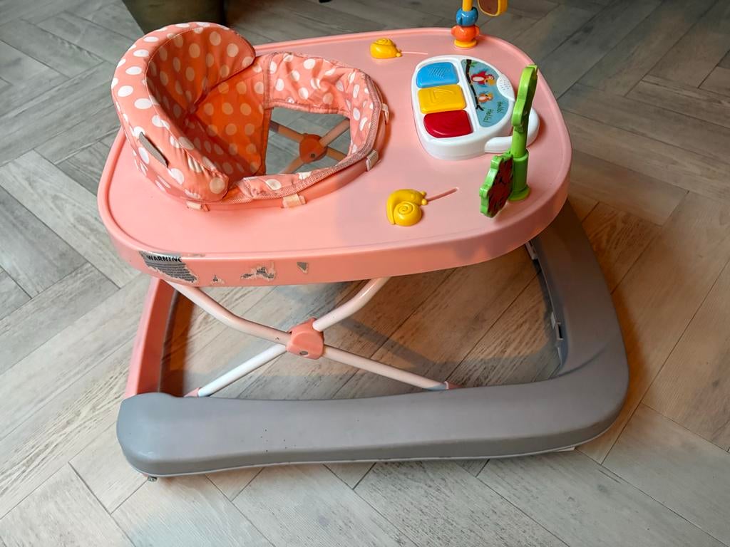 Roze loopstoel met speelgoed en geluid - Nette staat, Ophalen of Verzenden, Zo goed als nieuw