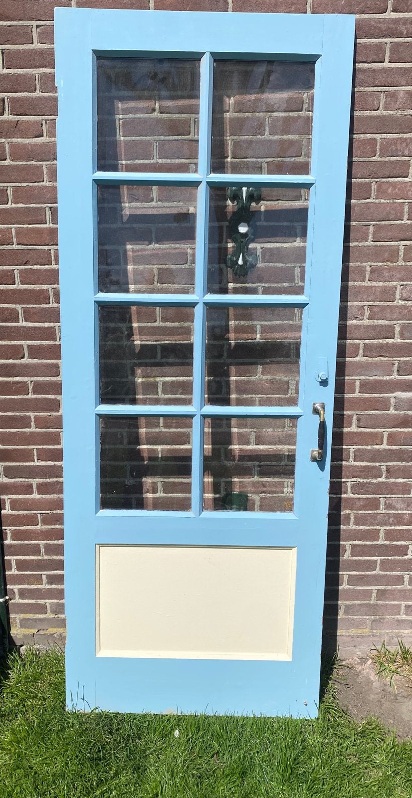 Klapdeur uit de jaren ‘30 met facet geslepen glas 81,5 x 210, Gebruikt, 80 tot 100 cm, Binnendeur, Ophalen of Verzenden