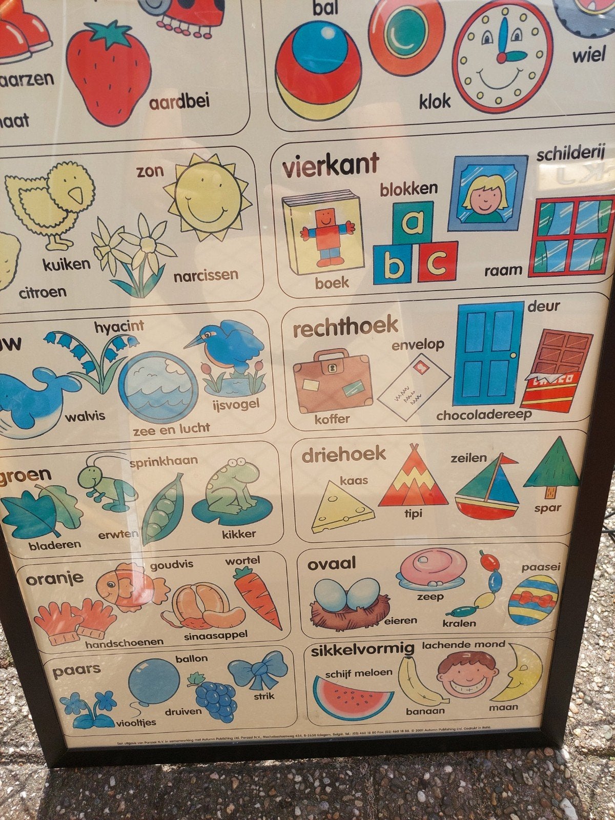 Vintage Educatieve Poster - Vormen, Kleuren, Objecten, Huis en Inrichting, Ophalen of Verzenden, Gebruikt, 50 tot 75 cm, 75 – 100