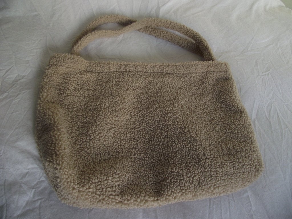 zacht beige teddy/fleece handtas shopper mama tas 55 x 40 cm, Ophalen of Verzenden, Gebruikt, Beige, Shopper
