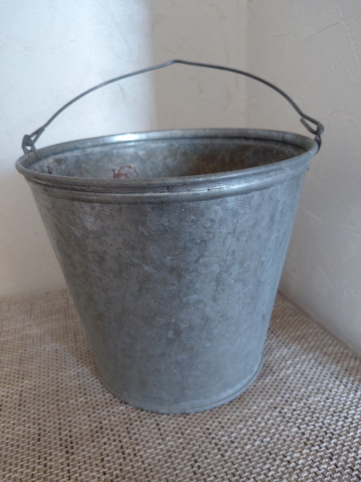 Vintage Zinken Emmer - 29 cm hoog, 28 cm doorsnee, Ophalen of Verzenden