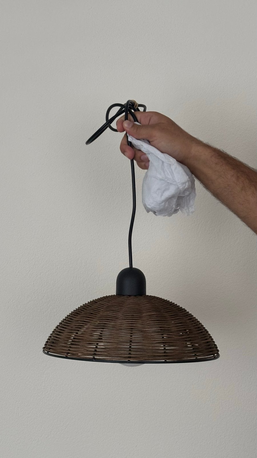 Rieten plafondlamp - Natuurlijke look (sklum), Huis en Inrichting, Ophalen of Verzenden, Nieuw, Natuurlijk materiaal, E27 (groot)