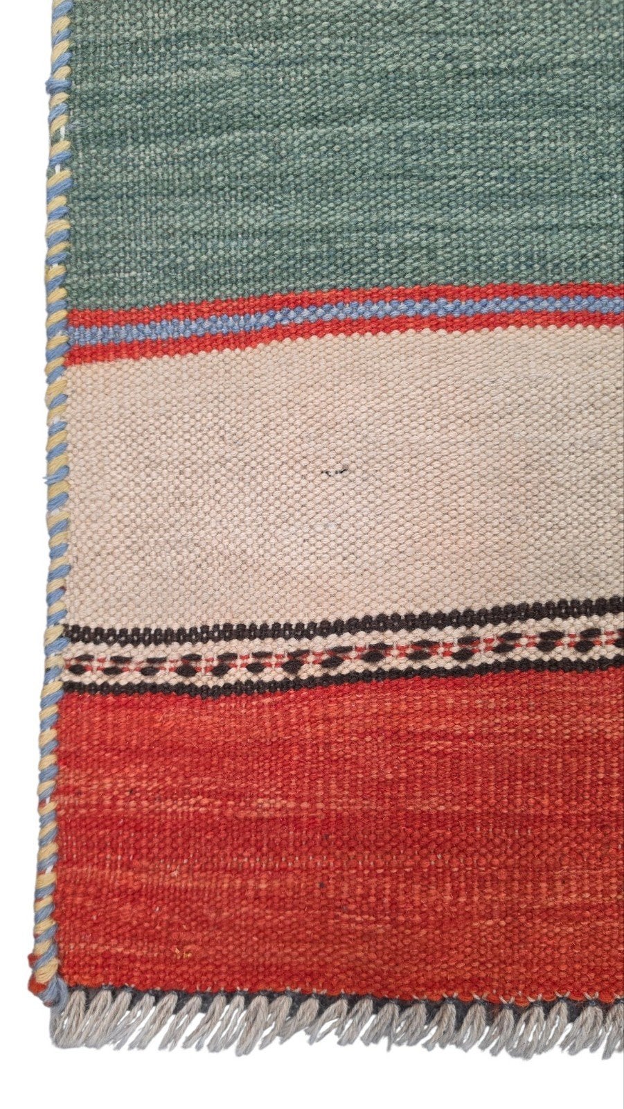 Handmade modern wool Kelim carpet runner stripes 62x175cm, Gebruikt, Blauw, Www.hypepopup.nl, Www.hypepopup.nl