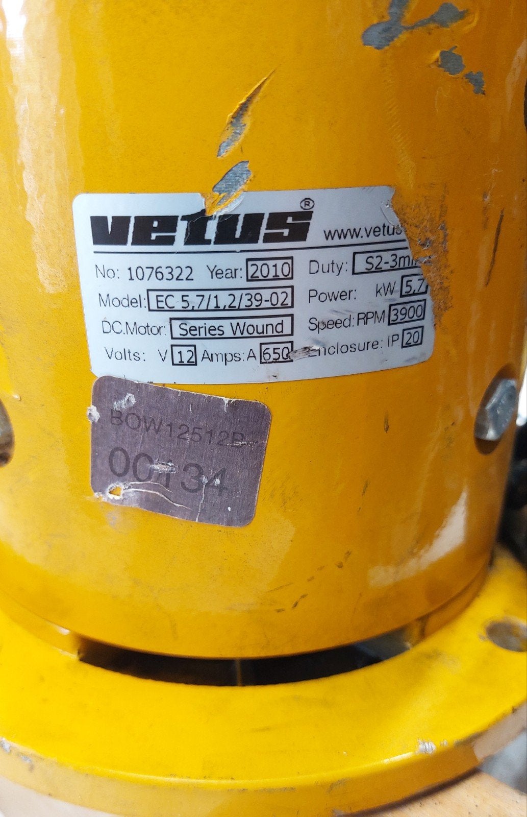 Vetus Boegschroef Motor 12 v.5,7 kw .8 pk, Watersport en Boten, Ophalen of Verzenden, Motor en Techniek, Zeilboot of Motorboot