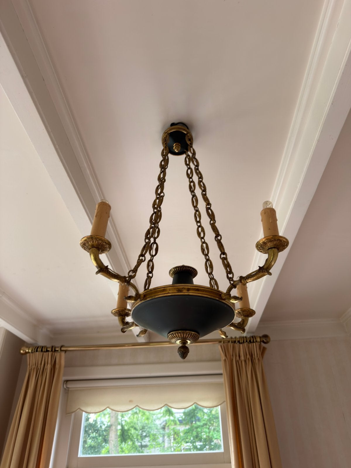 Antieke Empire hanglamp / kroonluchter – 4 lichtpunten, Antiek en Kunst, Antiek | Lampen, Ophalen