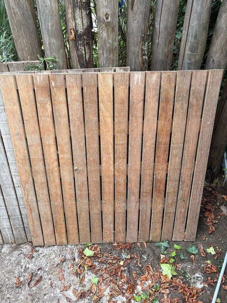 Houten terrastegels 4st. 1m x 1m, Tuin en Terras, Ophalen, Gebruikt, Planken, Hardhout