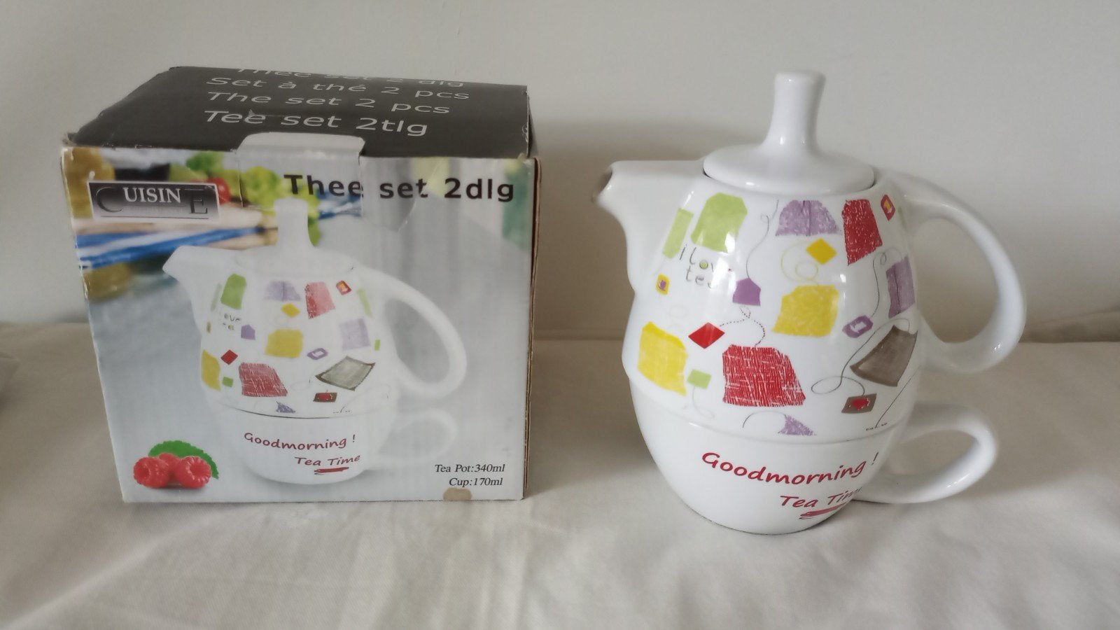 Thee set 2 delig, theepot je en kopje NIEUW, Overige typen, Nieuw, Ophalen of Verzenden, Overige stijlen