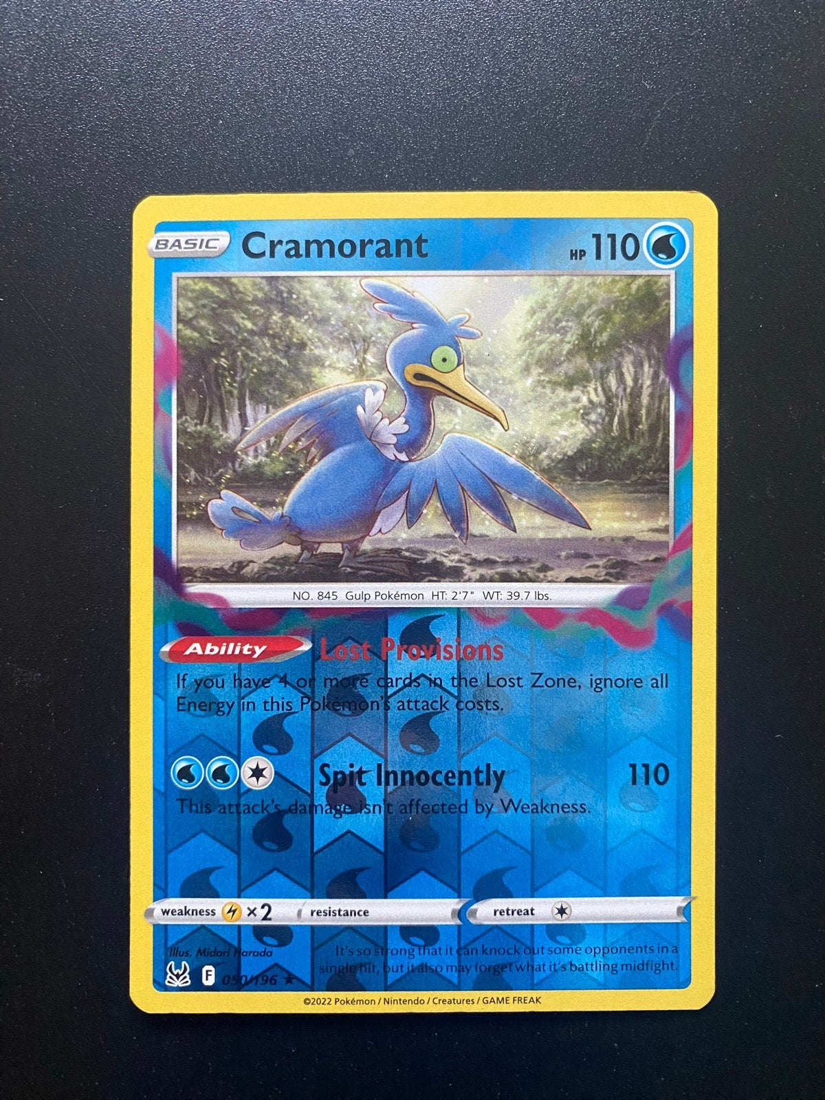 Cramorant 050/196 Reverse Holo Pokémon Lost Origin, Ophalen of Verzenden, Zo goed als nieuw, Losse kaart, Foil