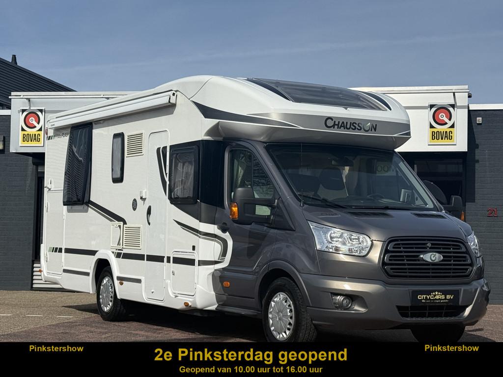 Chausson Flash 718 EB queensbed+hefbed fietsenrek zonnepanee, Hordeur, Ringverwarming, Achteruitrijcamera, 7 tot 8 meter