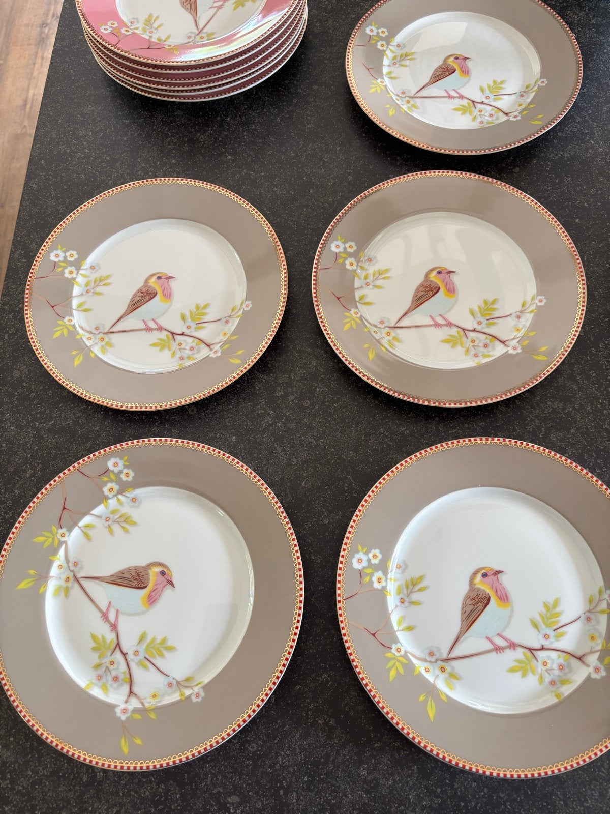 5 Pip Studio borden met vogelmotief, Ophalen, Pip Studio, Nieuw, Bord(en)