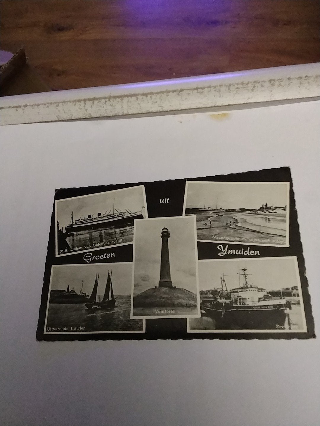 Oude ansichtkaart IJmuiden - Vuurtoeren, schepen, strand, Ophalen of Verzenden, 1920 tot 1940, Gelopen, Noord-Holland