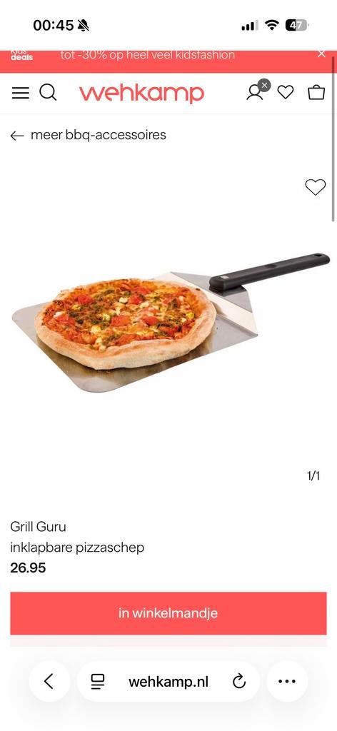 Grill Guru inklapbare pizzaschep, Ophalen of Verzenden, Nieuw