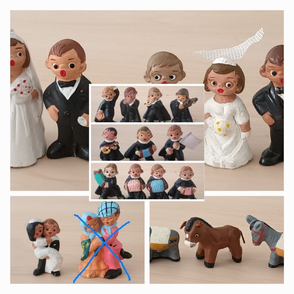 Vintage Spaanse Alborox Poppetjes tunos, bruiden en ezels, Verzamelen, Beelden en Beeldjes, Ophalen of Verzenden, Zo goed als nieuw