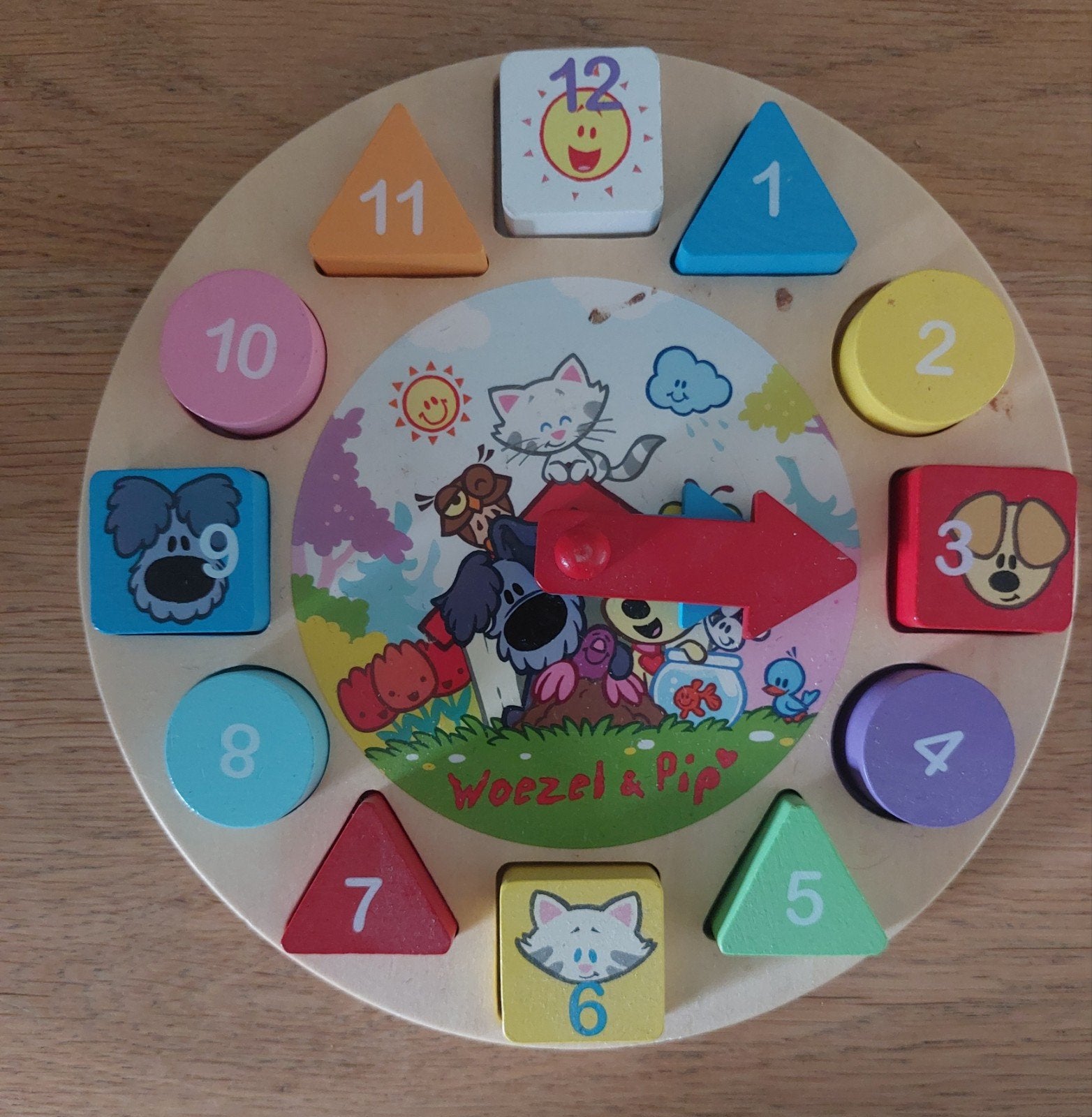 Houten Woezel & Pip klok puzzel, Ophalen, Zo goed als nieuw, Overige typen