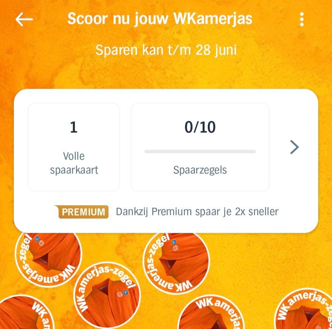 AH WKamerjas zegels. 1 volle spaarkaart, Ophalen, Winkel, Super of Benzinepomp, Volle spaarkaart