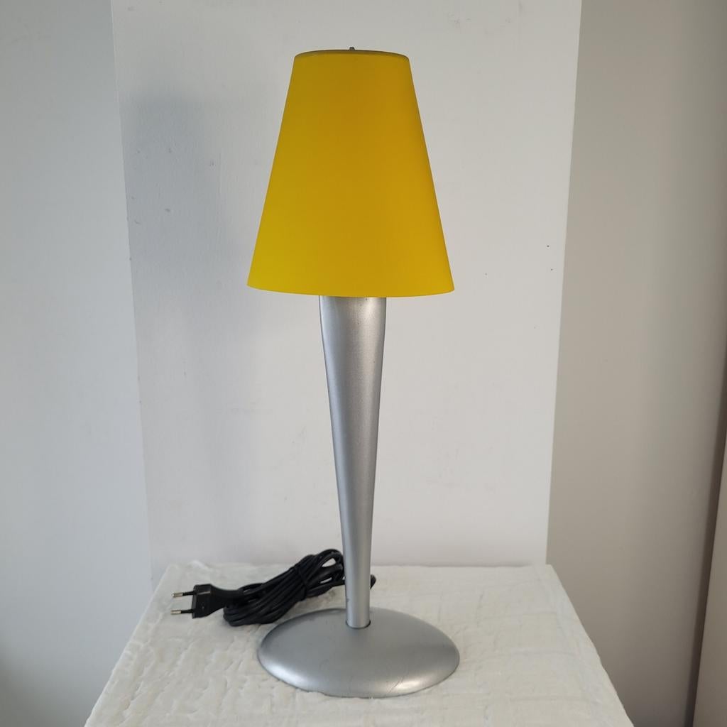 Vintage Ikea KVARTETT tafellamp retro jar. 90 gele kap 47 cm, Ophalen of Verzenden, Zo goed als nieuw, Retro, Minder dan 50 cm