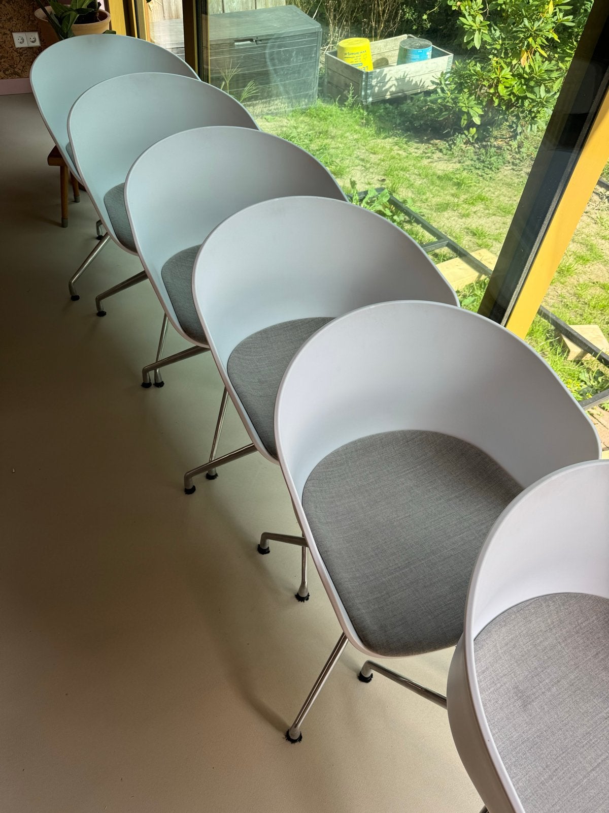 Set van 6 HAY About A Chair AAC22 stoelen - Wit/Grijs, Ophalen, Wit, Zo goed als nieuw, Vijf, Zes of meer stoelen