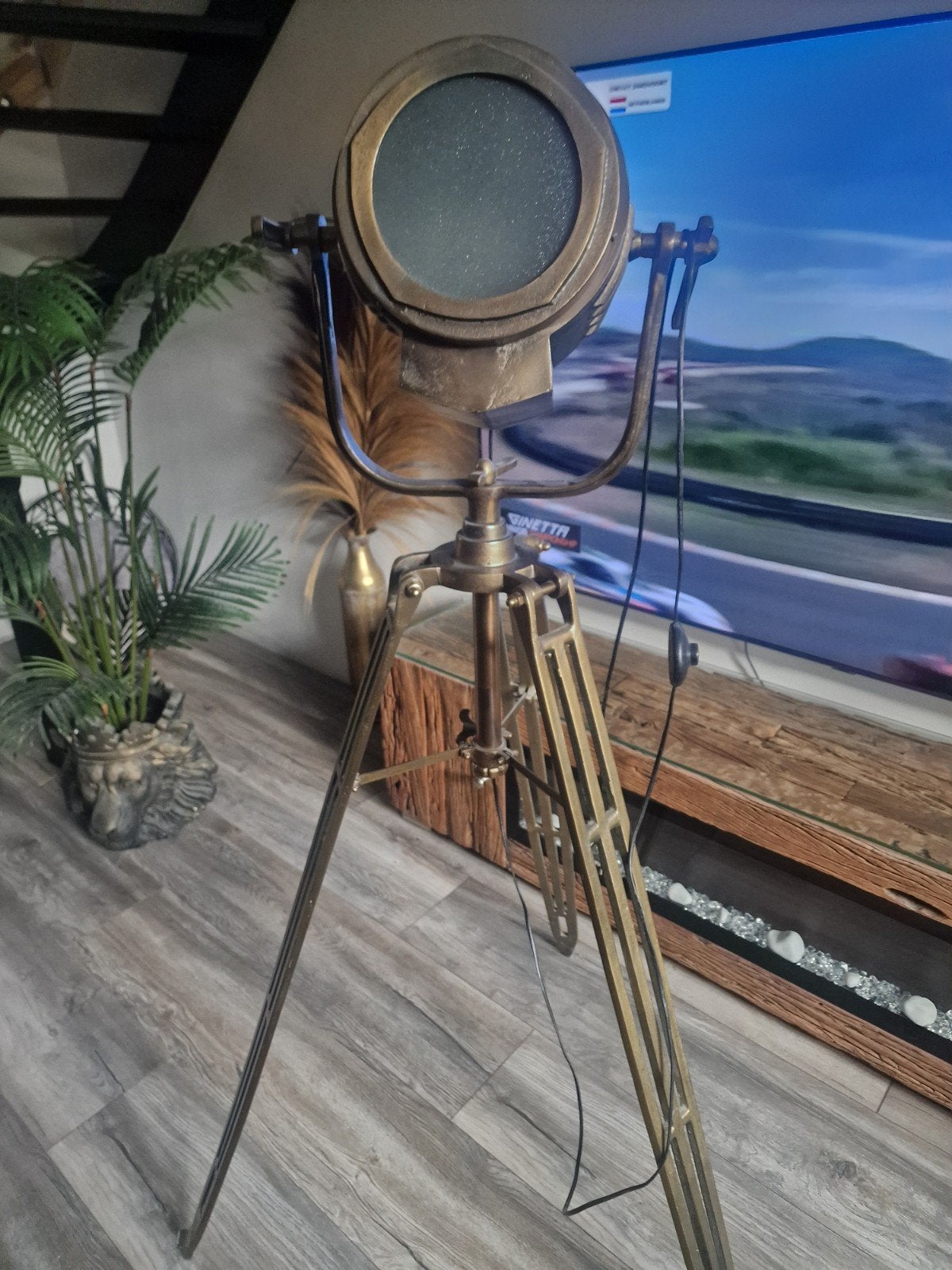 Grote messing vloerlamp / statieflamp, ca. 170 cm hoog, Antiek en Kunst, Ophalen