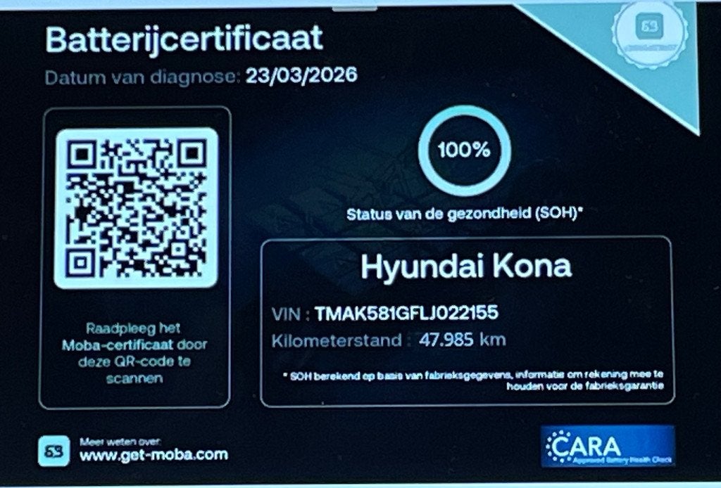 Hyundai Kona EV Design 64 kWh SOH100% 1E EIG DEALEROND|TREKH, Auto's, Hyundai, 153 min, Automatische klimaatregeling, Gebruikt
