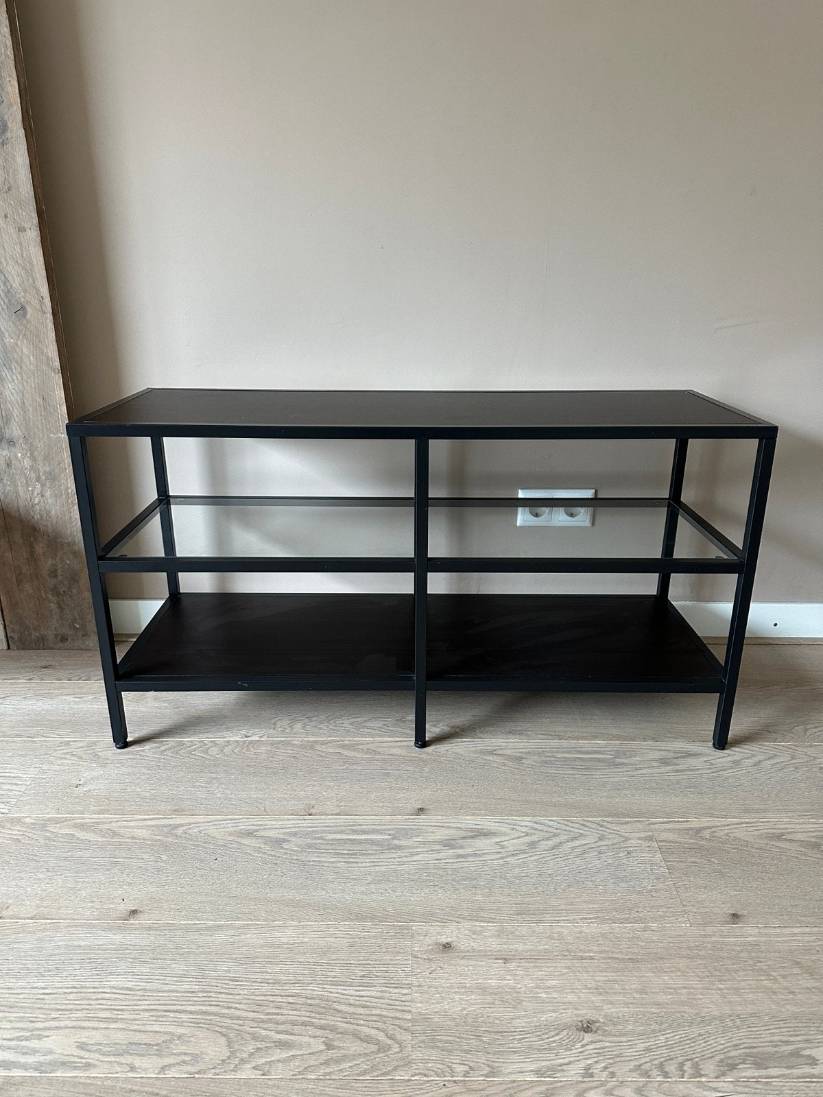 TV meubel VITTSJÖ Ikea - Staal Hout Glas, Ophalen, 100 tot 150 cm, Minder dan 100 cm, 25 tot 50 cm