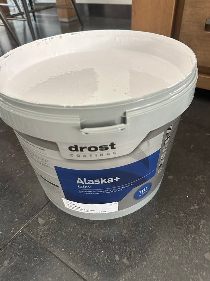 Nieuwe emmer Drost Alaska+ latex verf, licht roze, schrobkla, Ophalen, Nieuw, Verf, 10 tot 15 liter