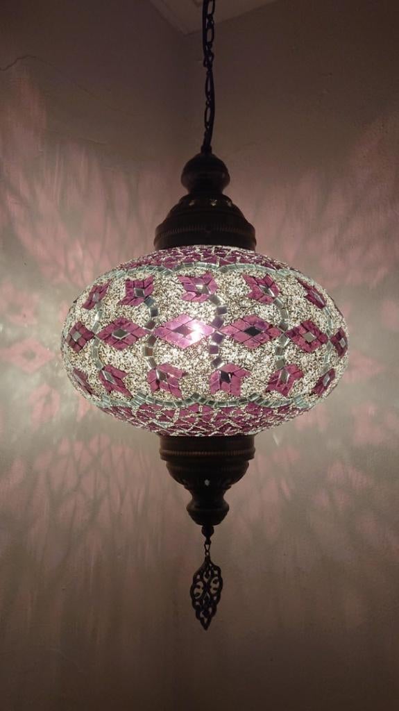 Oosterse Arabische Turkse Boho glasmozaiek hanglamp te huur, Ophalen of Verzenden, Nieuw, Overige