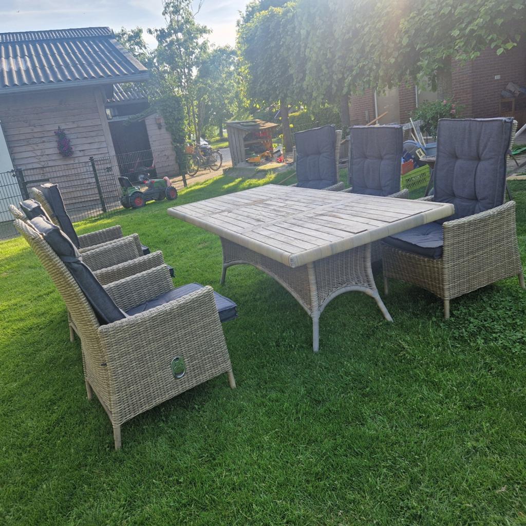 Grote tuintafel te koop (stoelen zijn verkocht)!, Tuin en Terras, Ophalen, Gebruikt, Eettafel, Wicker
