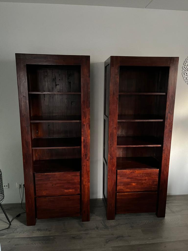 Mooie teak boekenkasten 2 stuks samen 175 Euro, Huis en Inrichting, Kasten | Boekenkasten, Ophalen, Teakhout, 50 tot 100 cm, Zo goed als nieuw
