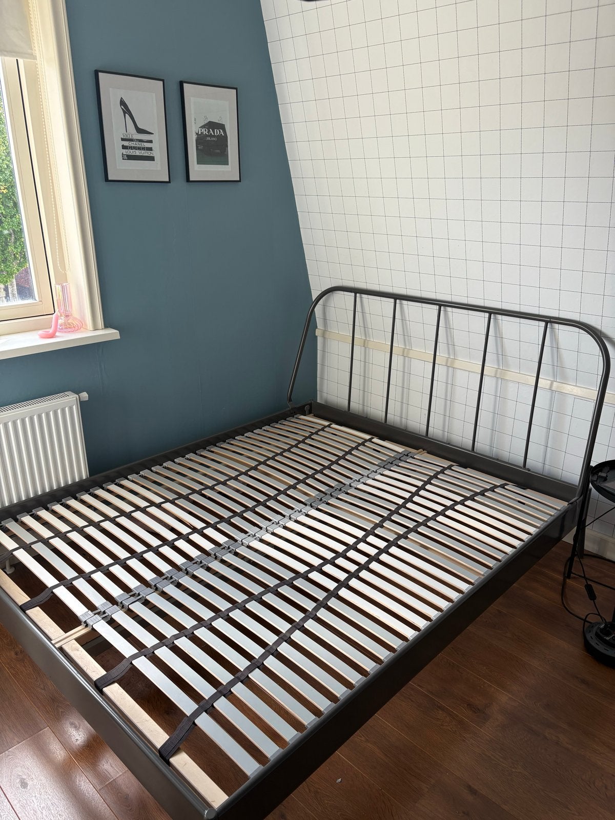IKEA KOPARDAL bedframe 160x200 met lattenbodem, Huis en Inrichting, Ophalen, Gebruikt, Zwart, Tweepersoons