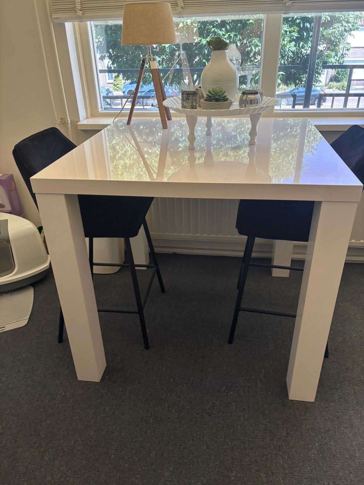 Witte glans Bartafel te koop!, Ophalen, Gebruikt, 100 tot 150 cm, 50 tot 100 cm