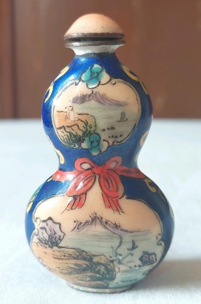 Geëmailleerd snuif flesje Chinees Canton / parfum, Ophalen of Verzenden